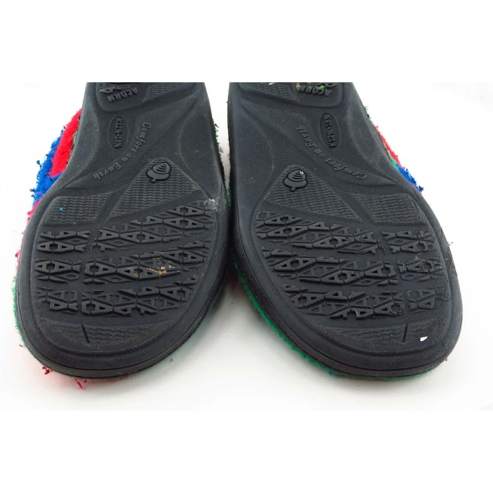 Acorn Toddler Boys Casual Shoes Size 12.5-13.5 Red Fabric Slip On‎ Slippers